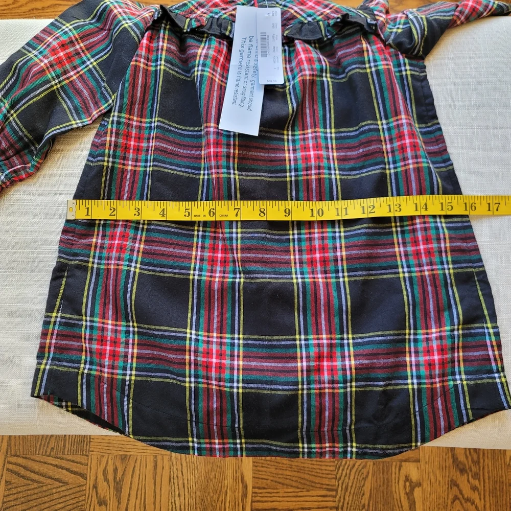 New! J Crew sz 4 Crewcuts Girls Flannel Nightgown PJ Black Tartan Plaid NWT
